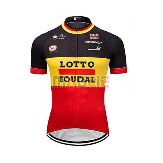 2018 Maglia Lotto Soudal Manica Corta Nero Giallo Rosso - Clicca l'immagine per chiudere